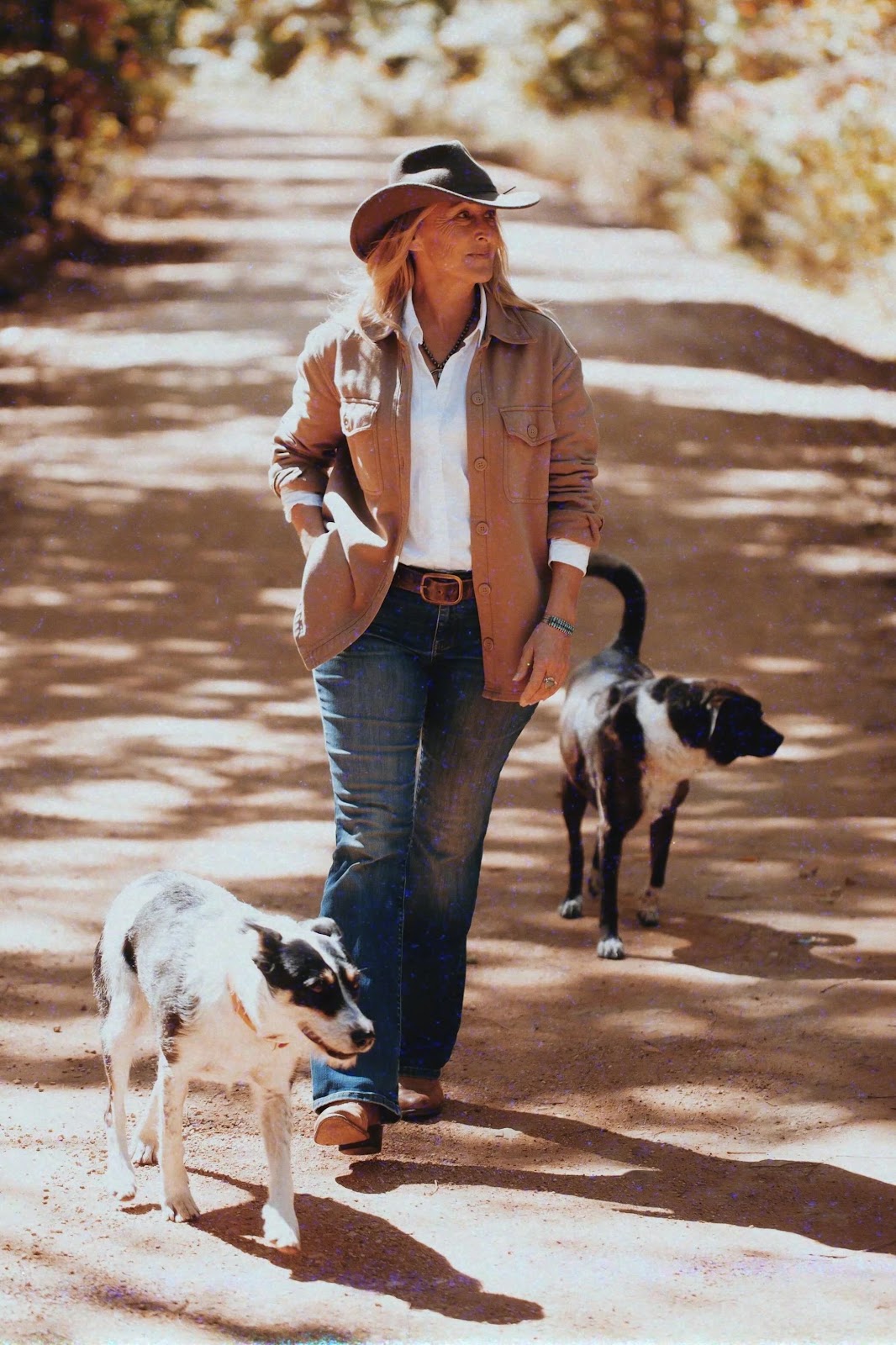 Holly Krepps walking with her dogs