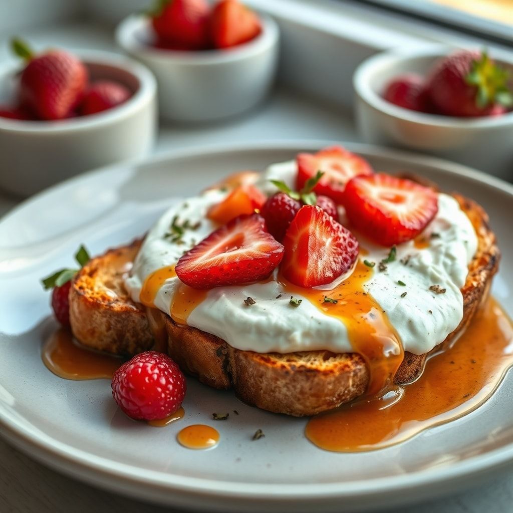 Roasted Strawberry Whipped Ricotta Toast for Easy Breakfast – Quick Homemade Brunch