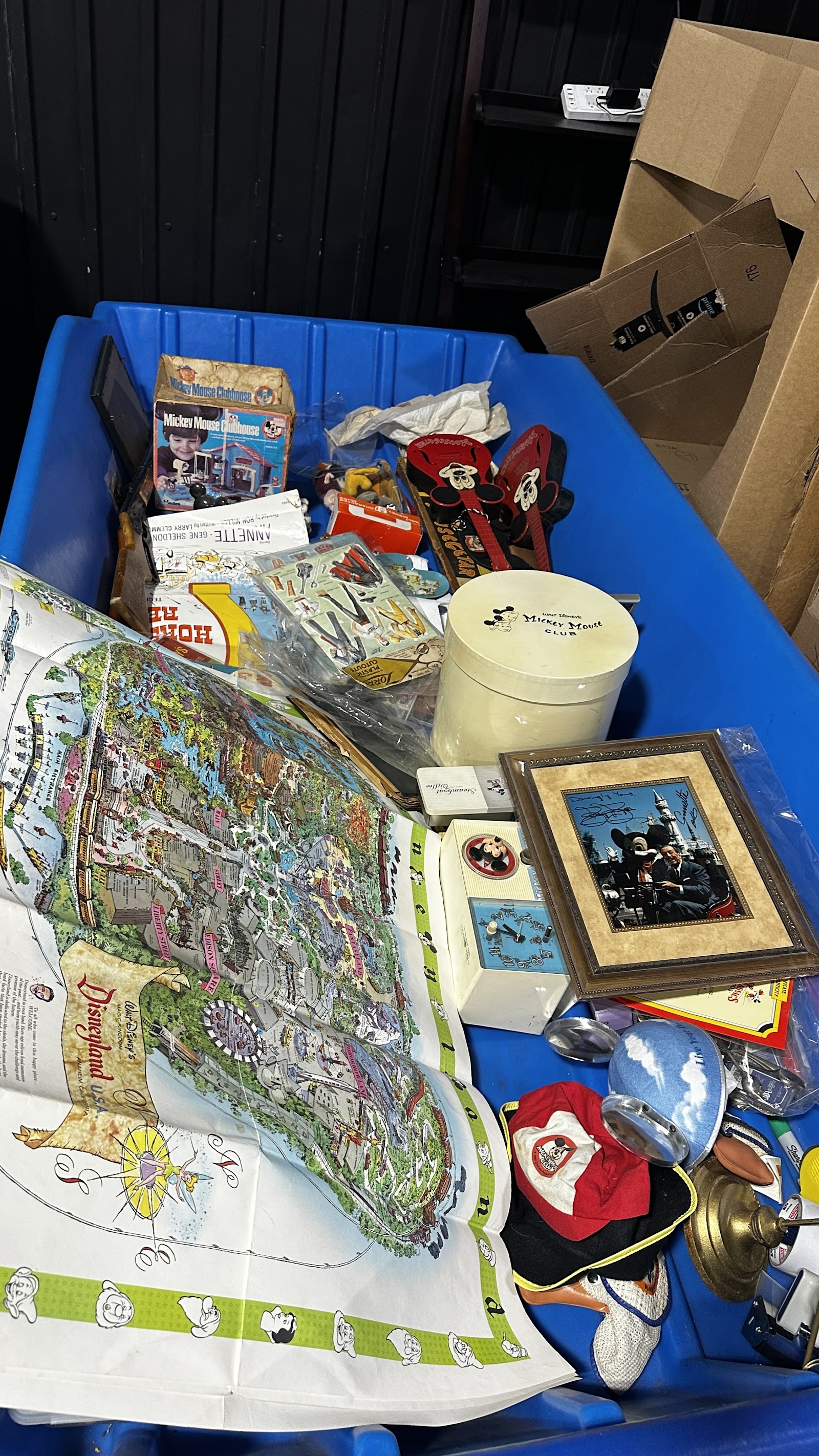Grouping of Disney character costume and wardrobe items from an estate collection, awaiting inspection and cataloging