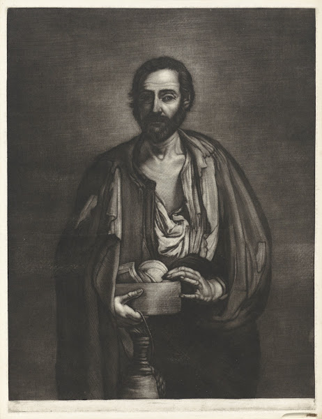 Beggar philosopher with wooden bowl and wine bottle 1672