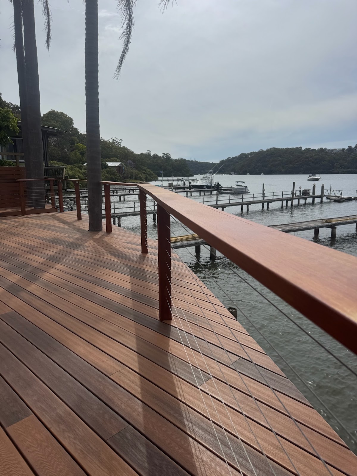 Custom timber deck with wire balustrading