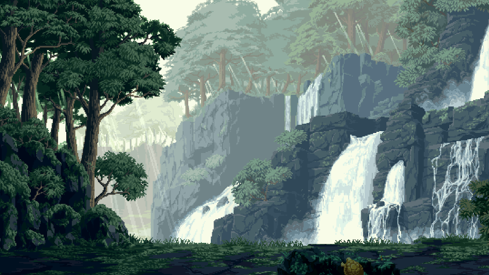 A Stunning Forest, Pixel Art, Artwork, Trees, Pixels Full HD Desktop and Mobile Wallpaper Background (1920x1200)