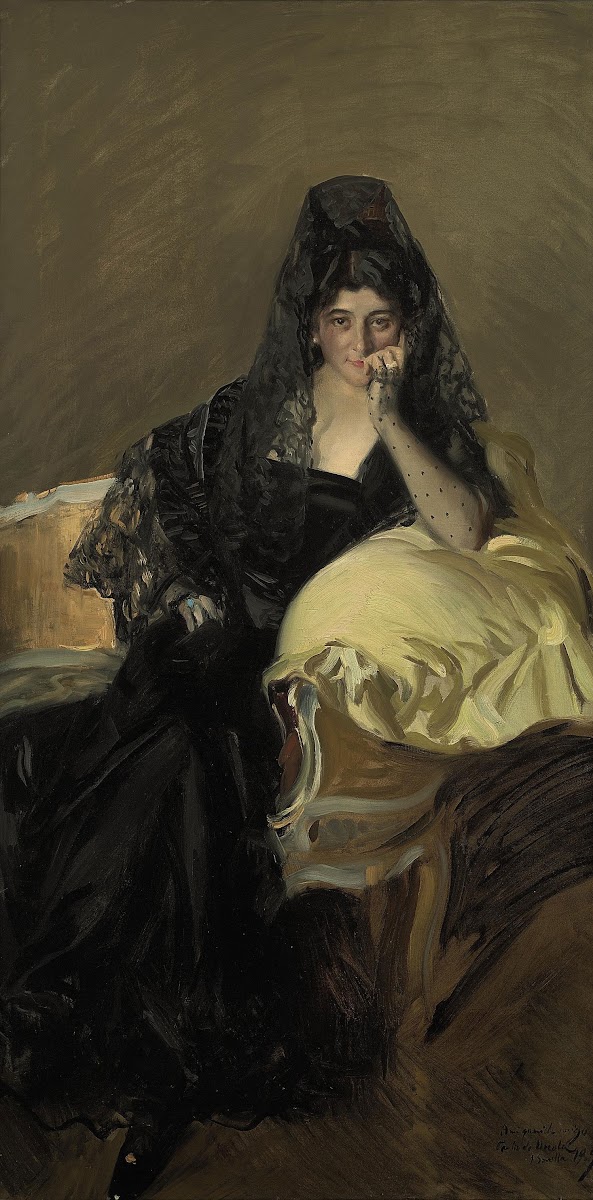 Portrait of Señora de Urcola wearing a black mantilla 1909