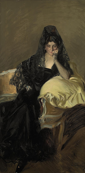 Portrait of Señora de Urcola wearing a black mantilla 1909