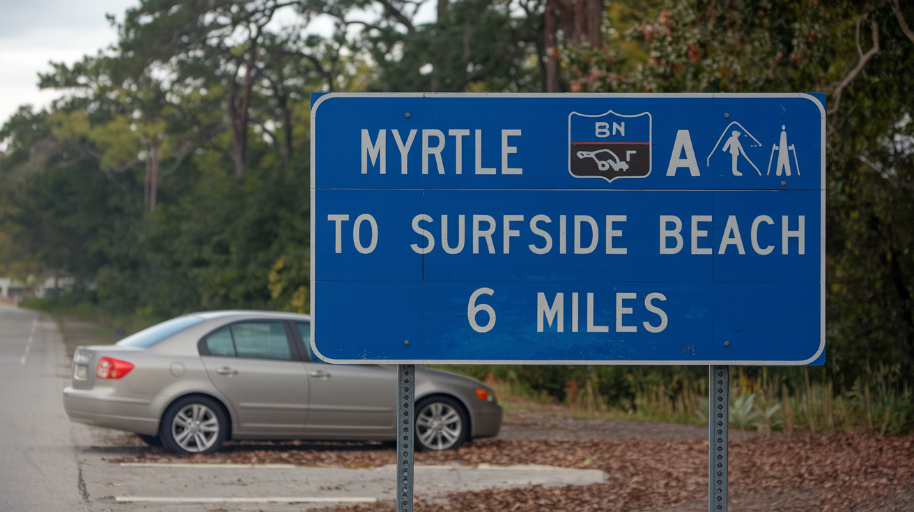 Distance from Myrtle Beach Airport to Surfside Beach