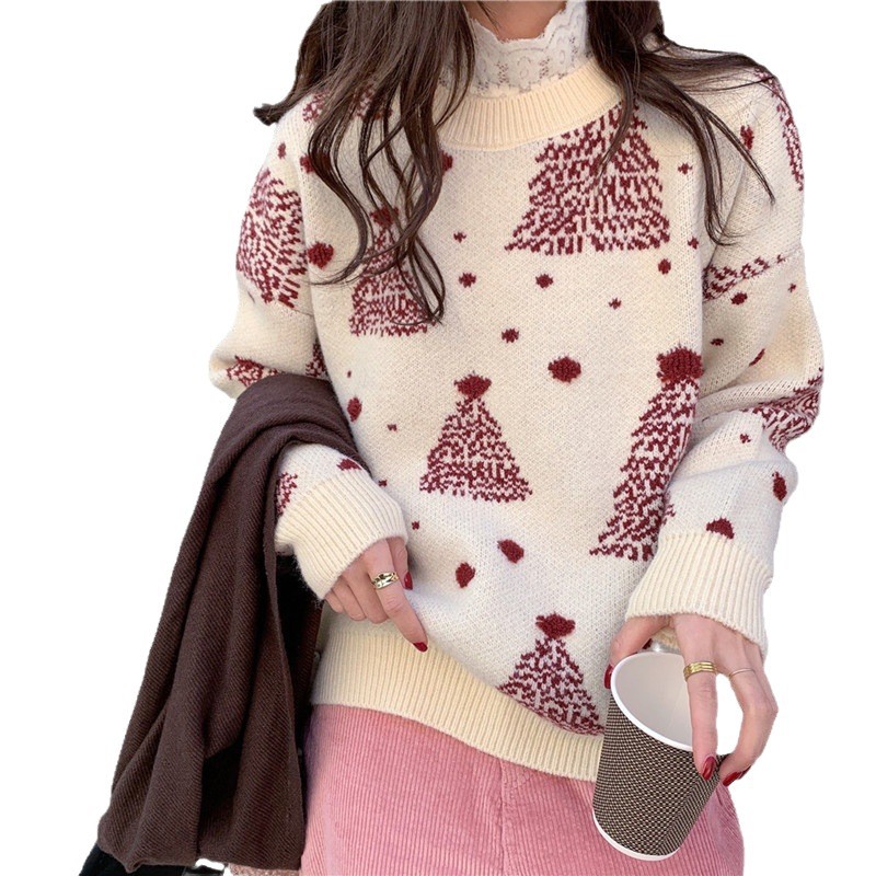 Warm Christmas sweater with snowflake pattern