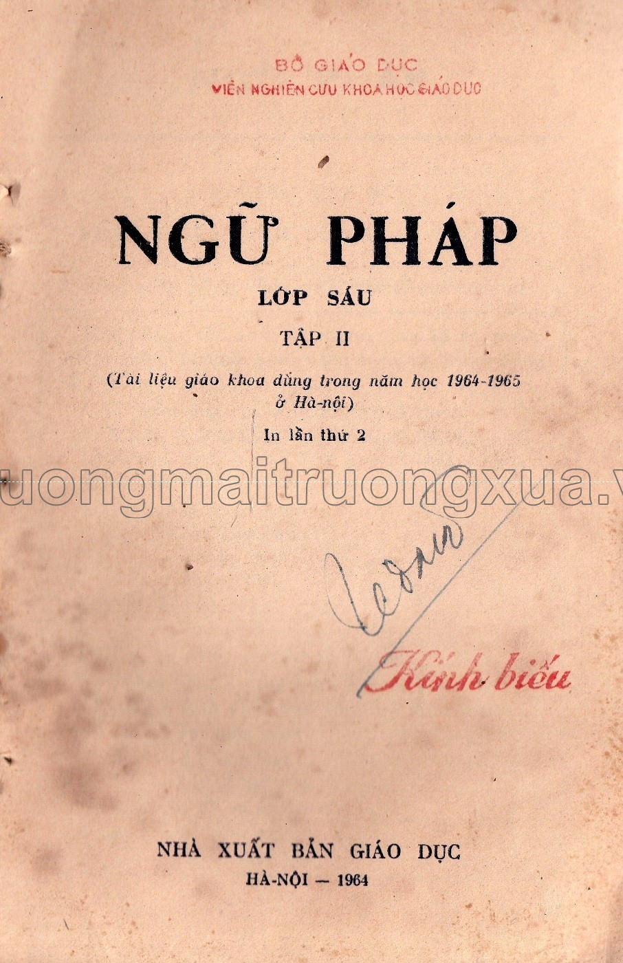 Ngữ pháp lớp 6 phổ thông (tập 2 - 1964) - Trang 0