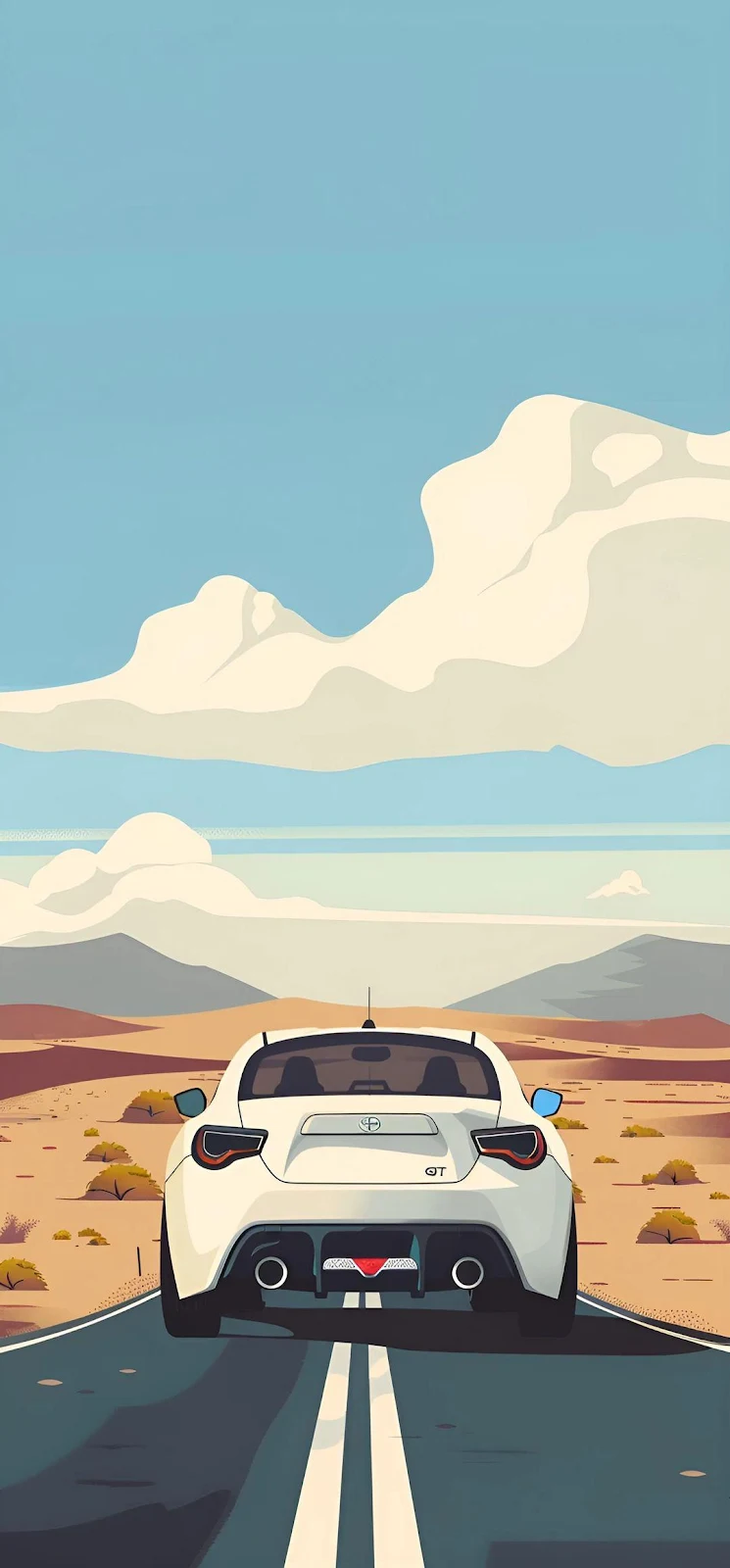 Toyota GT86 Desert Drive - Vector Illustration Full HD iPhone Wallpaper (1080x2321)