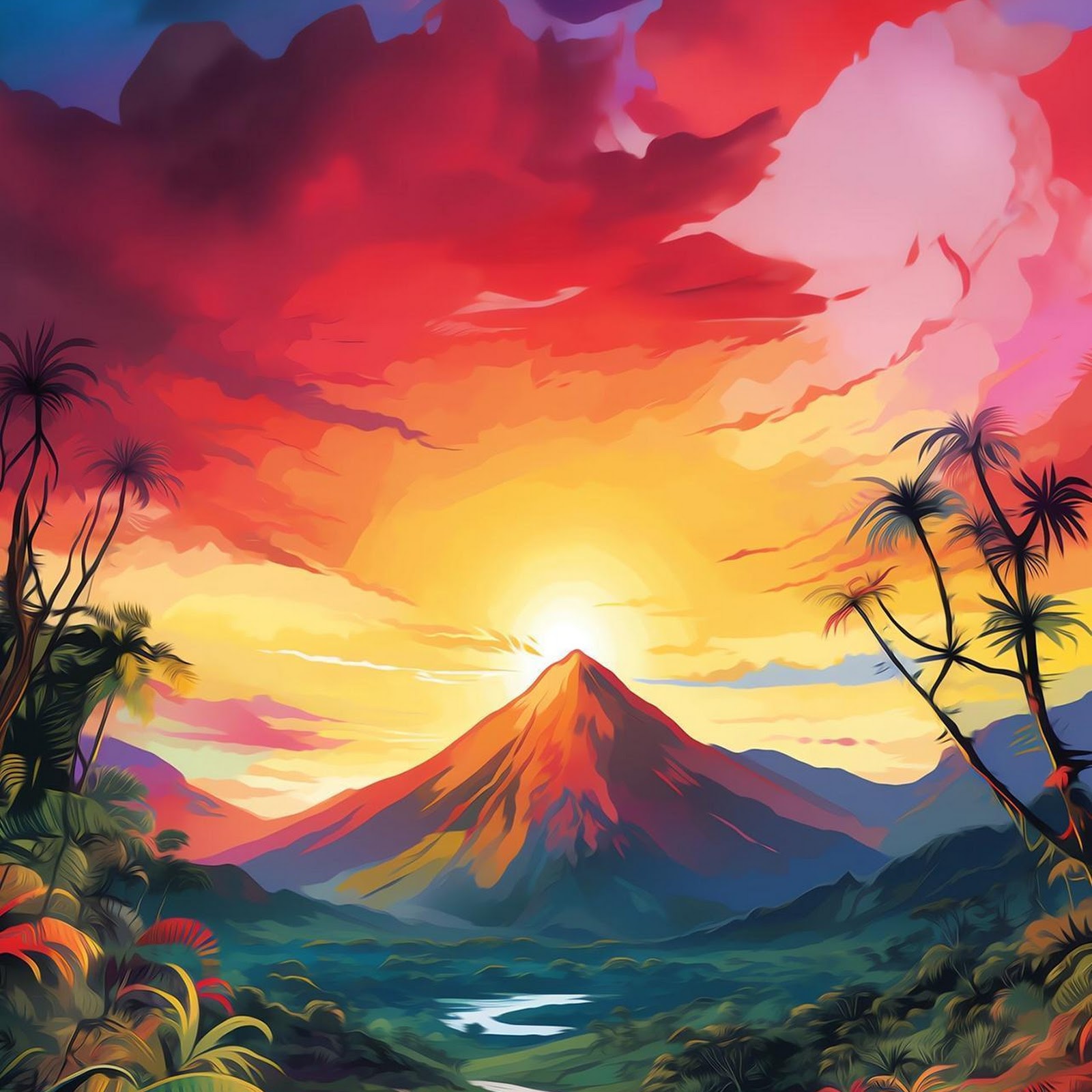 Download Vibrant Tropical Volcano Valley Full HD iPhone