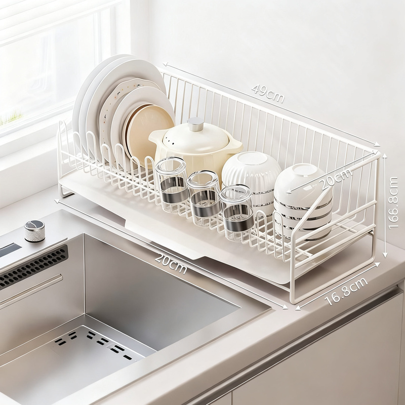 Stainless steel dish rack for dishes and utensils