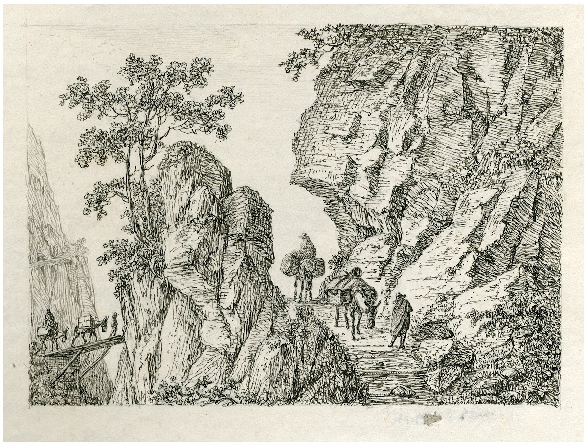 Reizigers op een bergpad