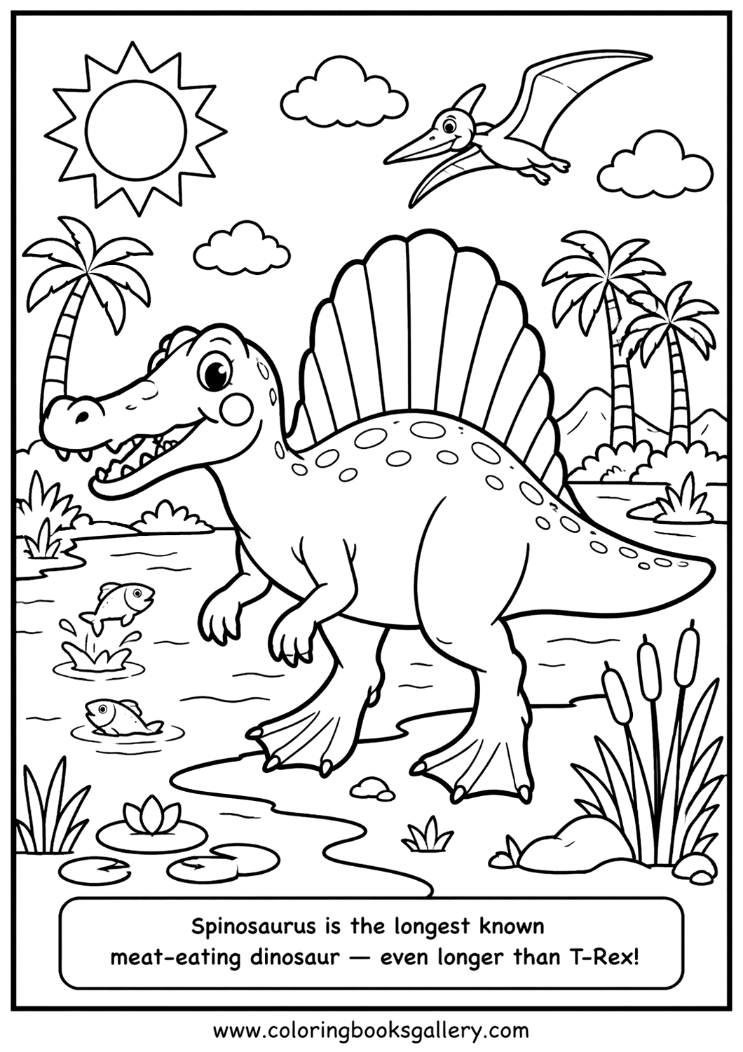 Epic Spinosaurus Coloring Sheet – A Fun Activity for All Ages – free coloring page for kids
