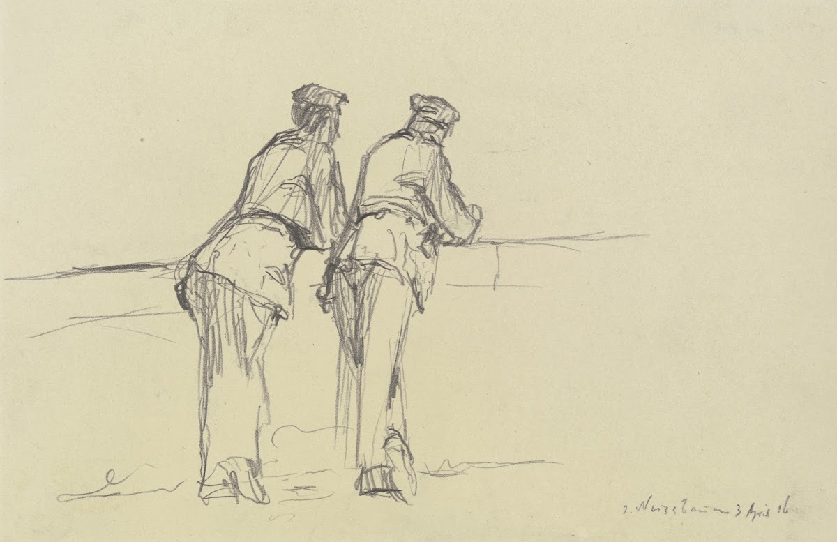 Soldaten auf die Front sehend 1916