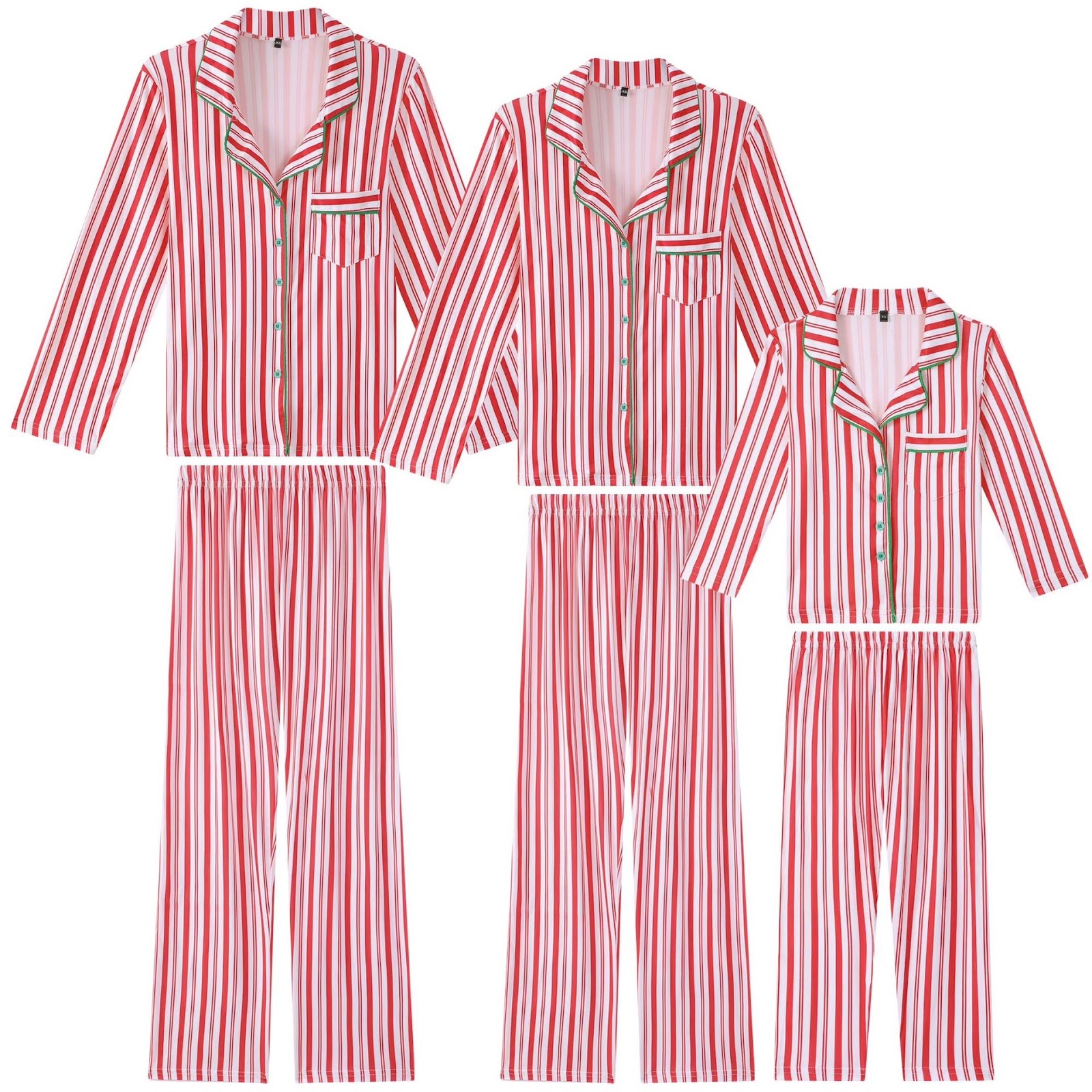Family Pajama Set, Striped Design, Christmas