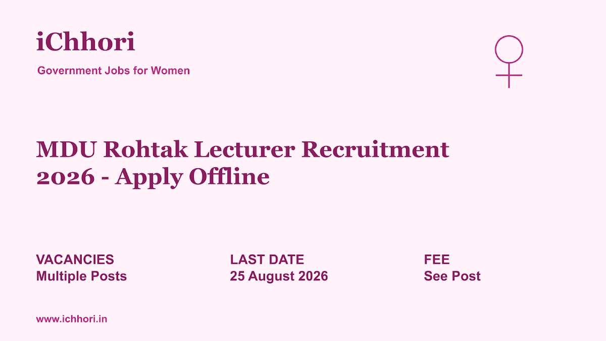 MDU Rohtak Lecturer Recruitment 2026 - Apply Offline - iChhori