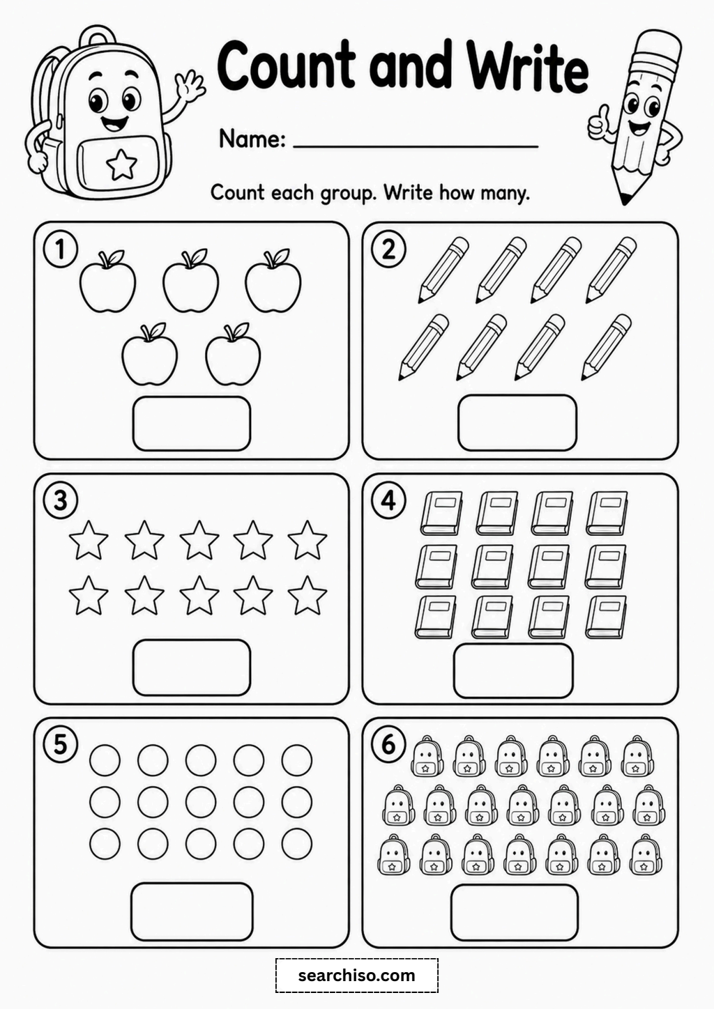 Count and Write Math Worksheet