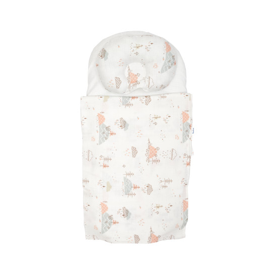 Мусліновий плед і подушка в коляску Twins Bear Forest