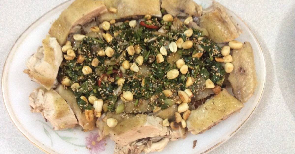 Gà hấp sốt chua cay