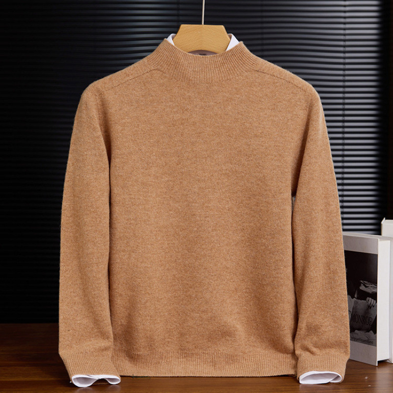 Men's Knit Wool Sweater, Stand-Up Collar