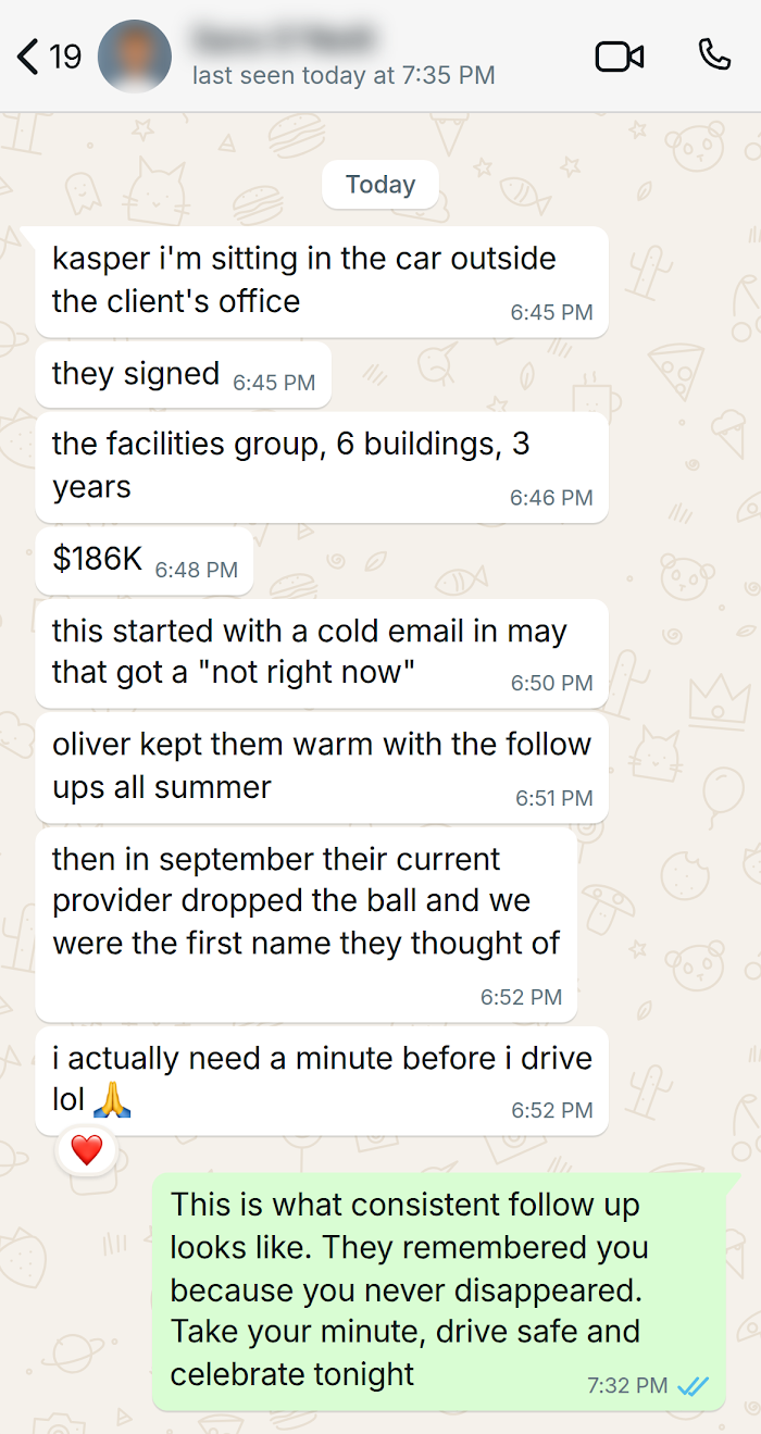 Client message on WhatsApp