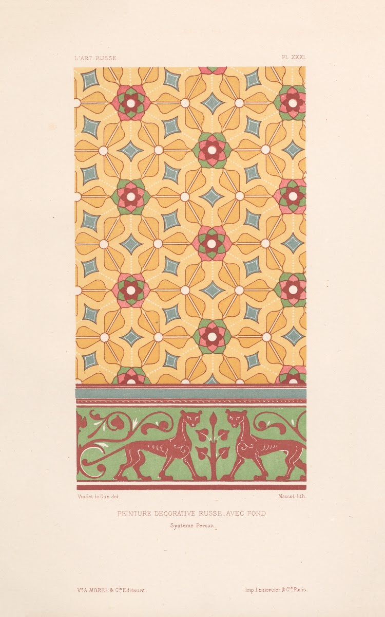 Peinture décorative russe avec fond  Système persan 1877