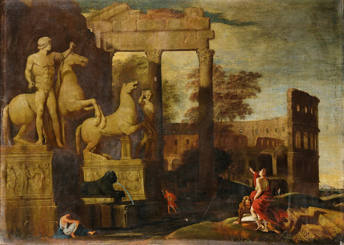 Landscape With TheDioscuri And Antic Ruins Animated With Figures