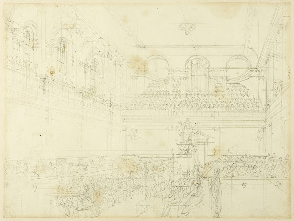 Study for Foundling Hospital the Chapel from Microcosm of London c 1808