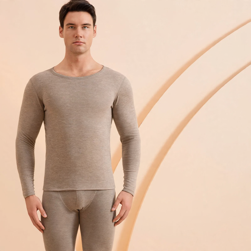 Thermal Underwear Set, Cashmere-Silk Blend, Crew Neck