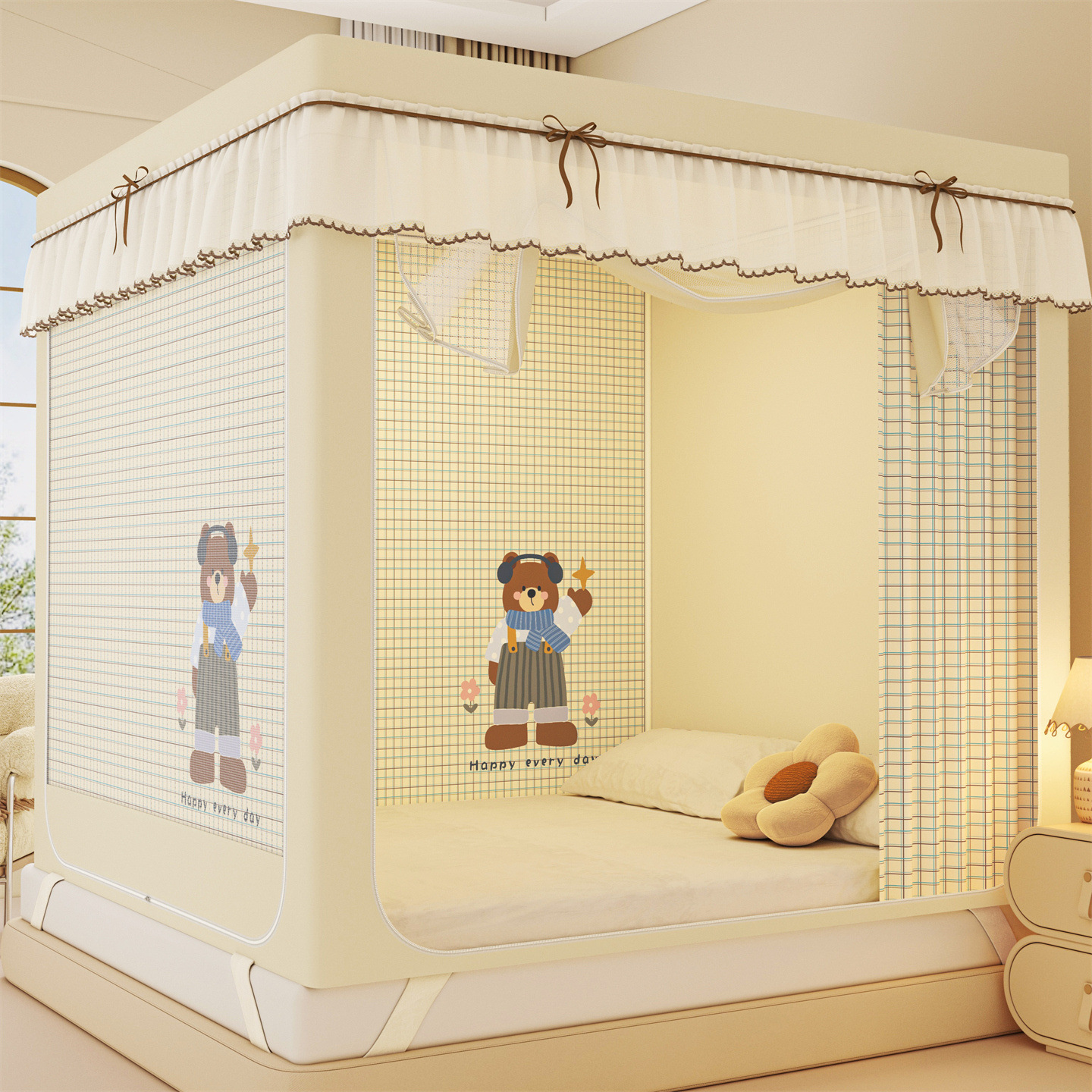 Mosquito net bed canopy with steel frame