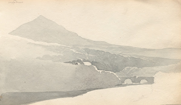 Sketchbook Mountainous Landscape with Bridge 1814