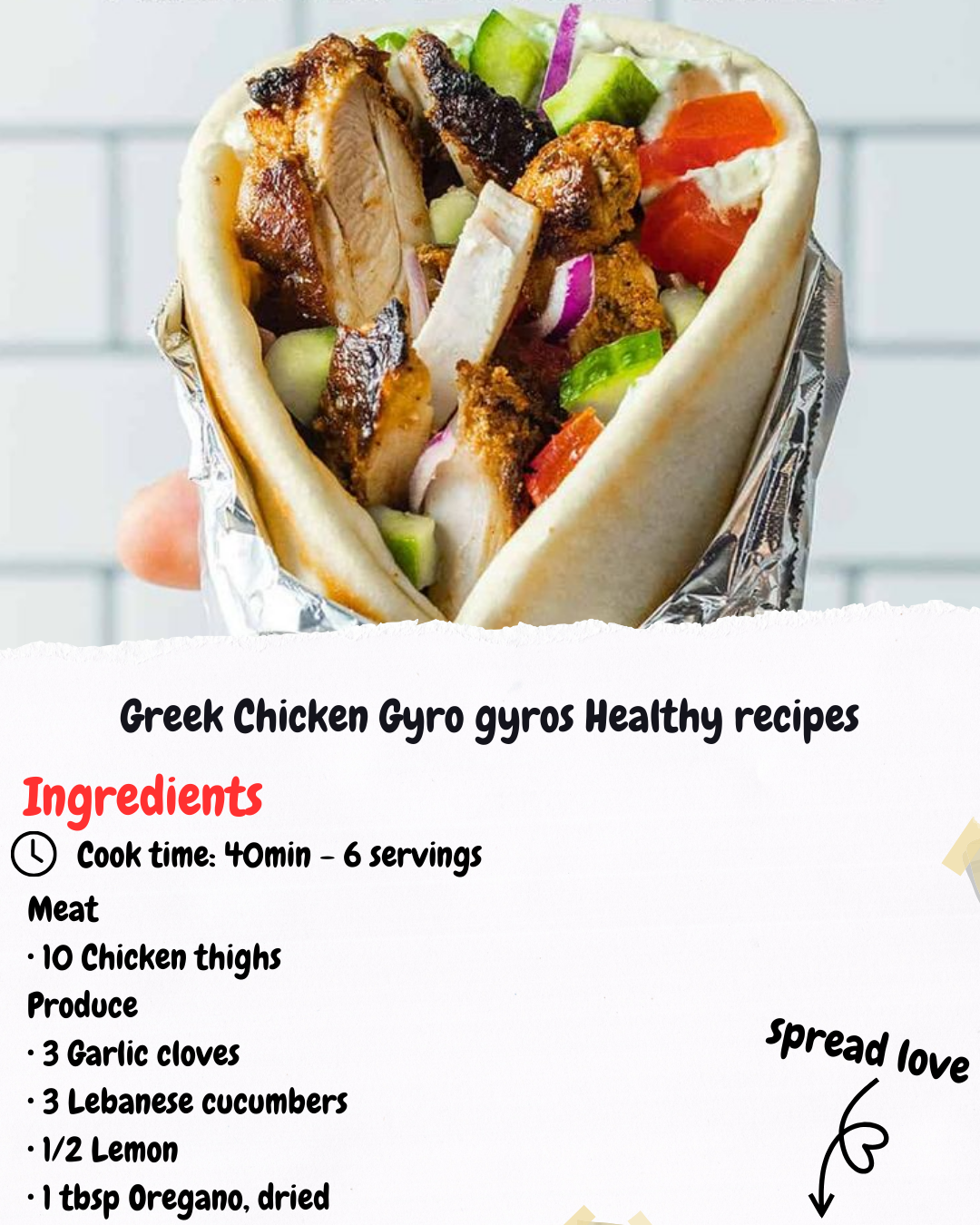 Greek Chicken Gyro gyros Healthy recipes