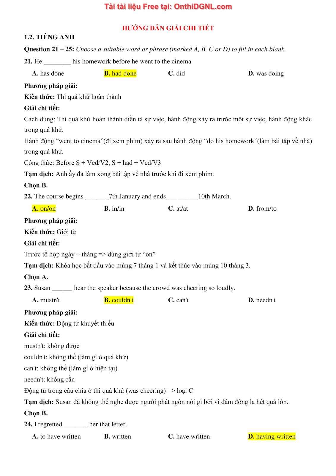 800 bài tập môn Tiếng Anh - Ôn thi ĐGNL ĐHQG TP HCM Phần 27