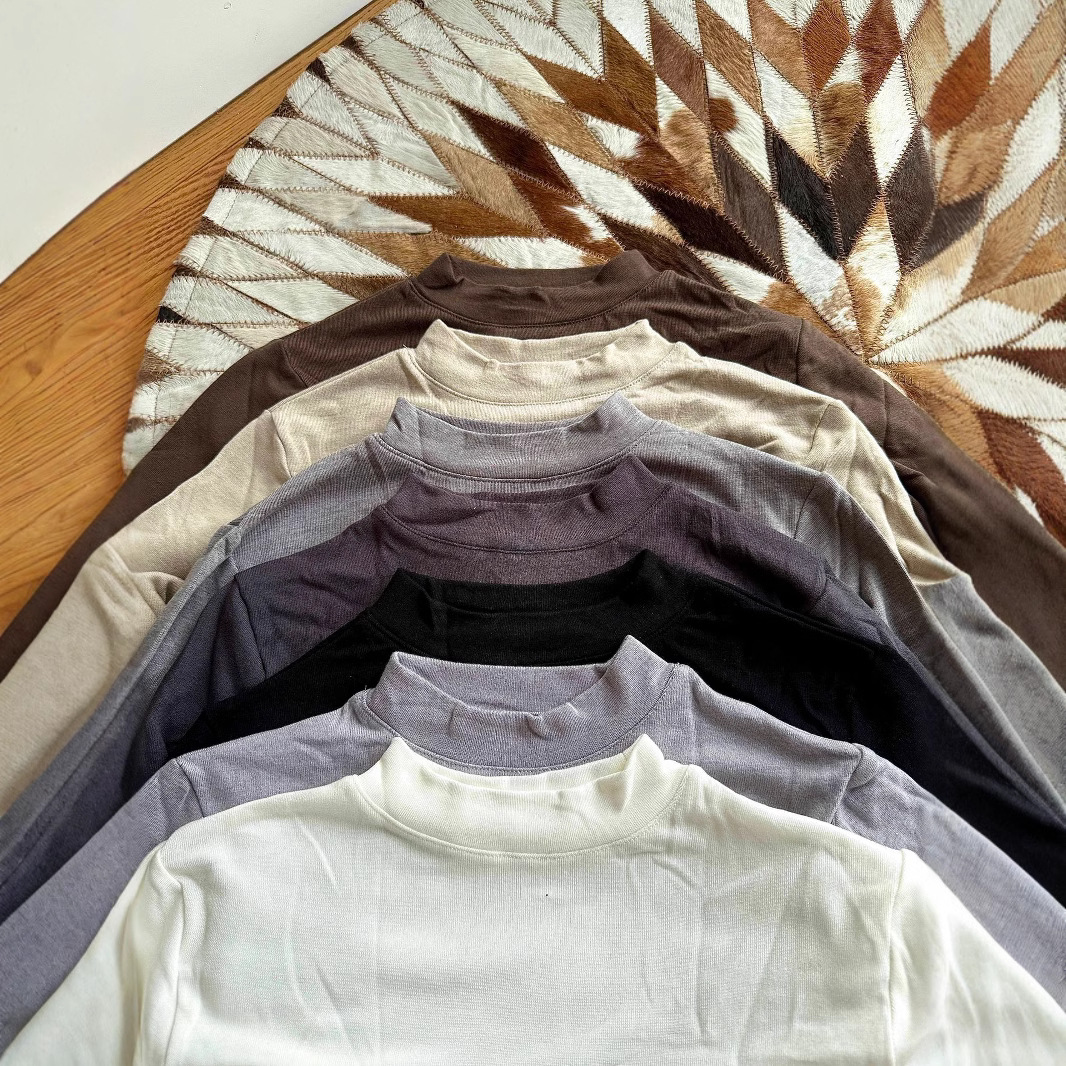 Ladies' Underlay Shirt, Brushed, with Round or Stand Collar