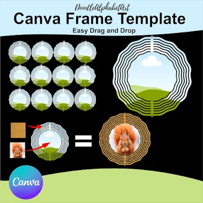 Editable frame Canva frame preview for Split Wind Spinner Canva Frame