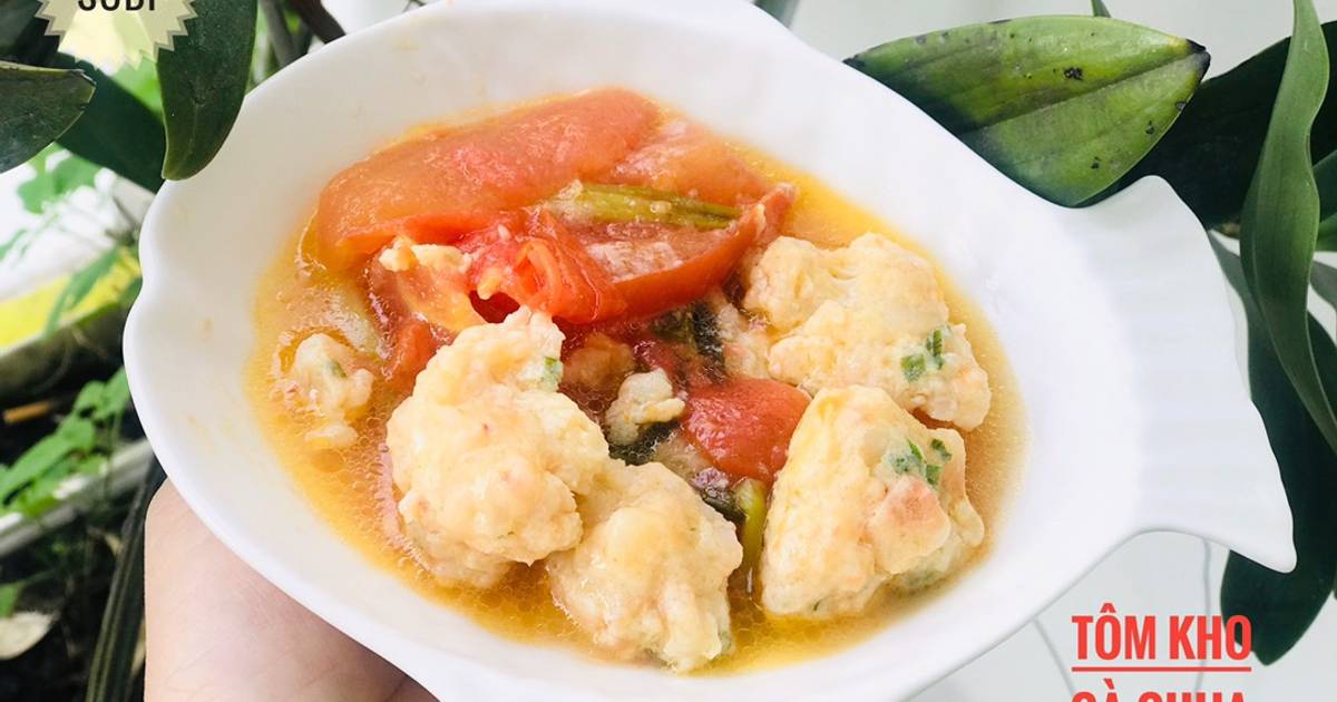 Tôm kho cà chua hành lá
