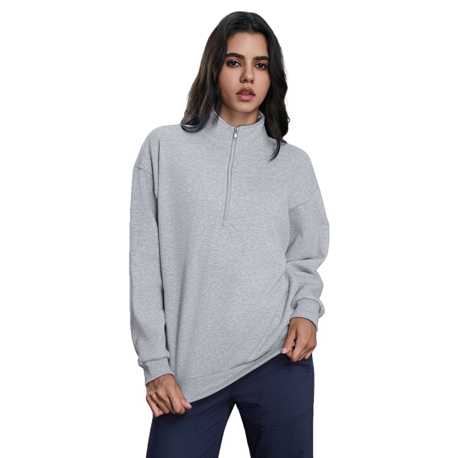 Gefüttertes Damen-Sweatshirt mit Stehkragen