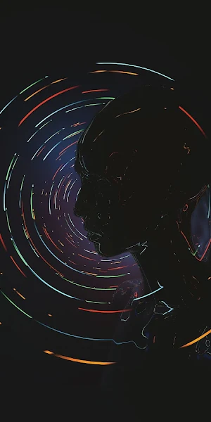 Head, Colorful, Dark, Reflection, Circle 5K Wallpaper Background