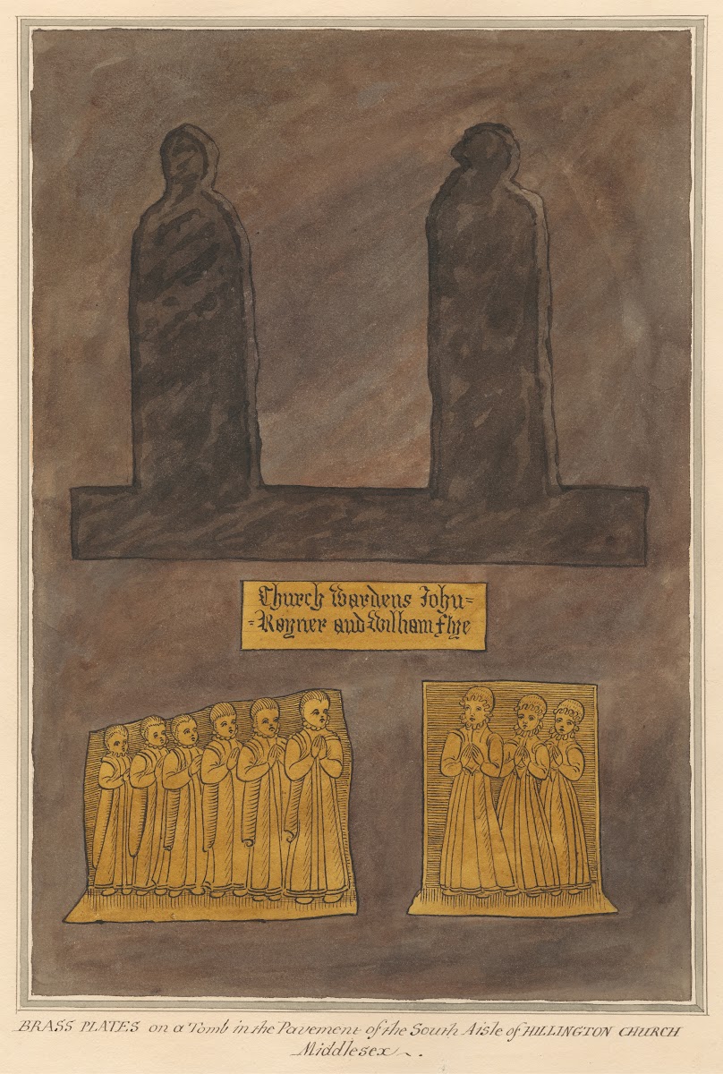 Brass Plates on an unidentified tomb in the Pavement of the South Aisle from Hil