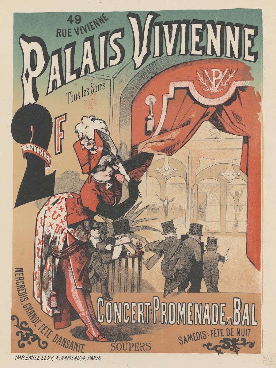 Palais Vivienne Tous les soirs Concert Promenade et Bal 1885