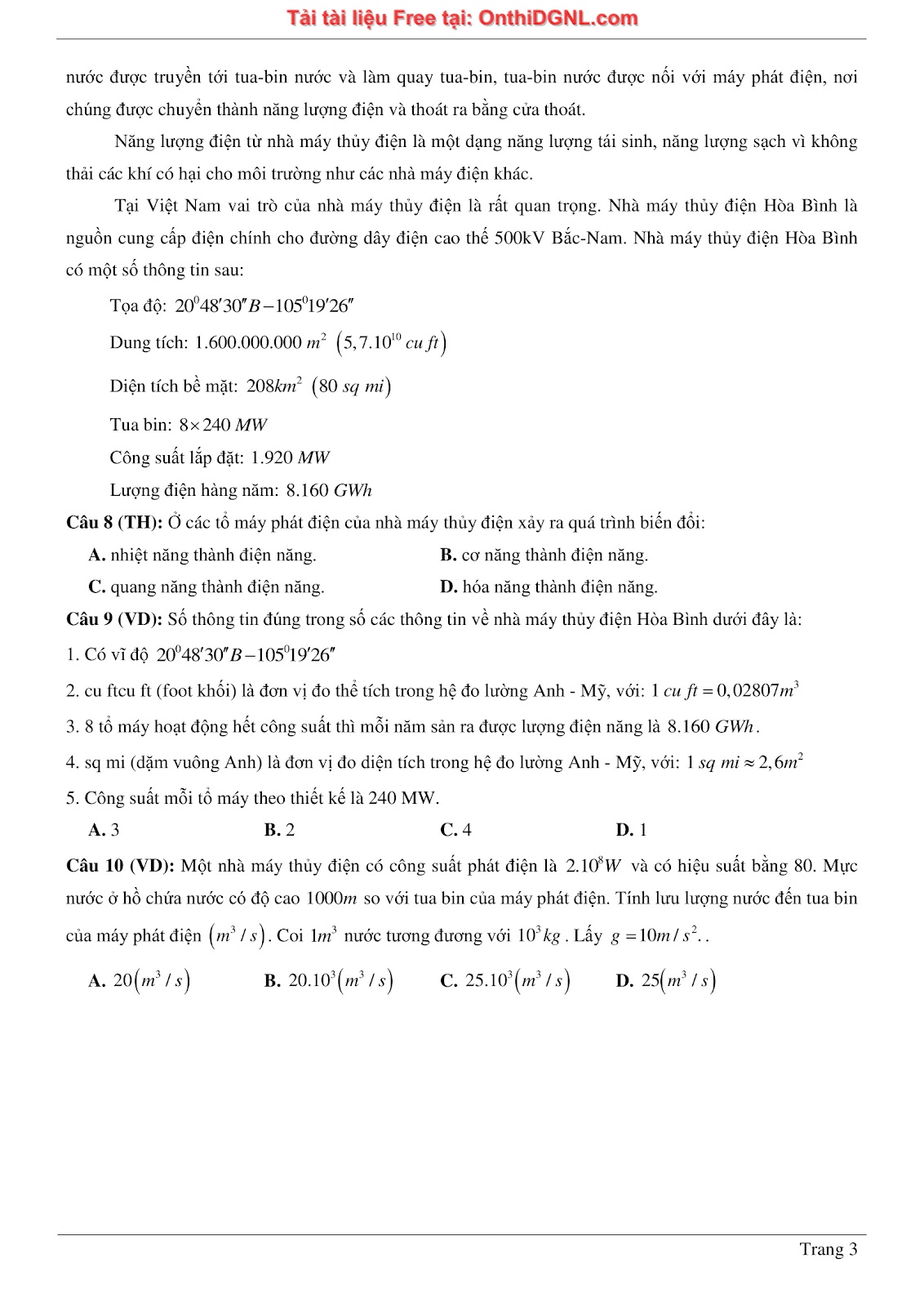 300 bài tập môn Vật Lý - Ôn thi ĐGNL ĐHQG TPHCM Phần 17