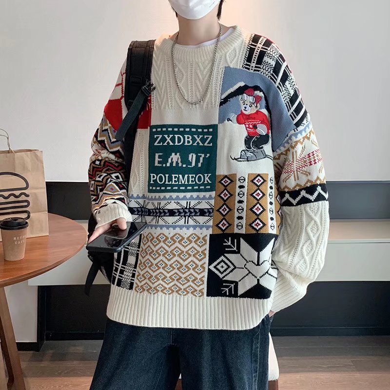 Men's and women's knit sweater, round neck, lined