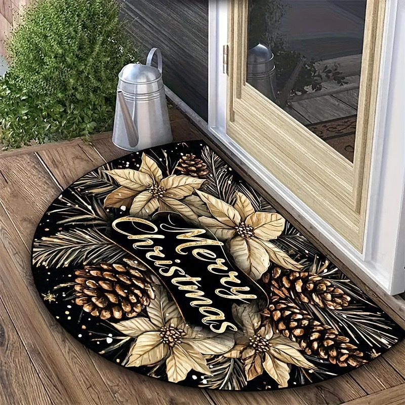 Halbrundes Fußmatte, Kristallvelours, Weihnachtsdesign
