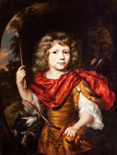 Portrait of a Boy with a Bow and a Dog Amor 1673