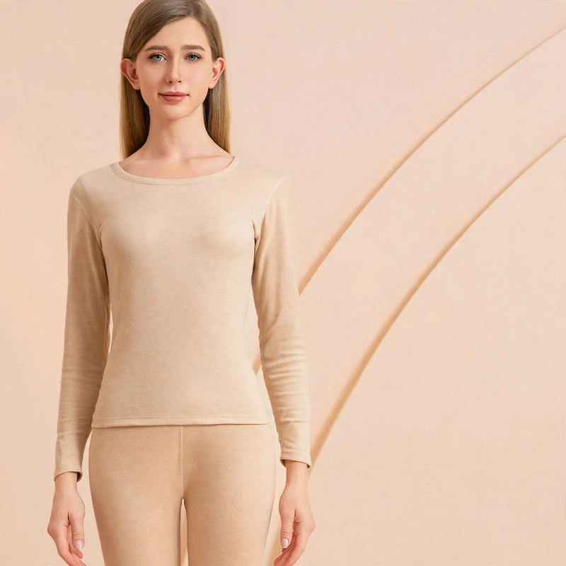 Thermal Underwear Set, Cashmere-Silk Blend, Crew Neck