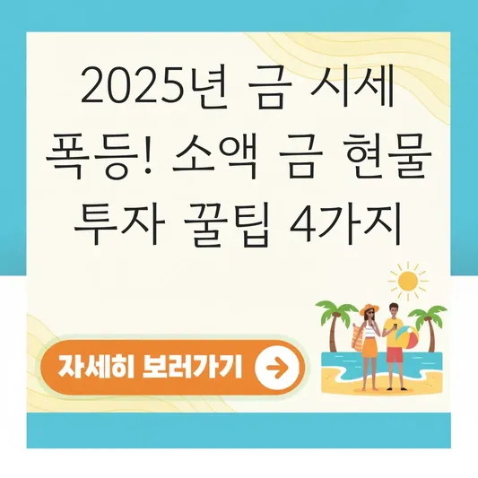 금 시세 상승장 대응 전략 및 소액으로 금 현물 투자하는 현실적인 방법 대표 이미지