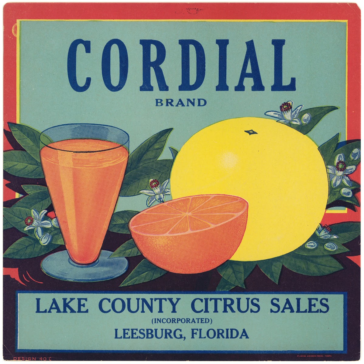Cordial Brand Citrus Label 1930s