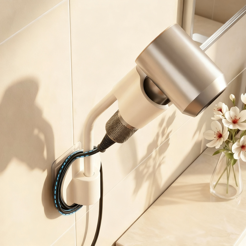 Wall holder for hair dryer, ABS, no drilling