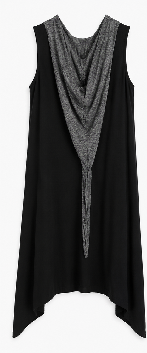 Rochii - Rochie/tunică neagră cu inserție gri - XXL/3XL