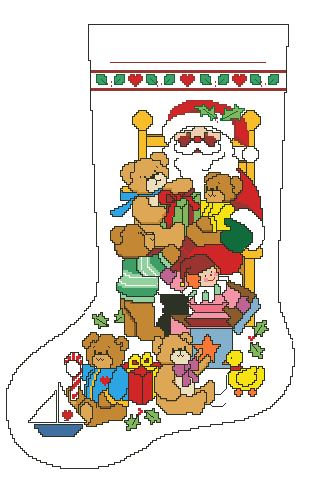 DIM00108 Yuletide Bears Teddy With Santa Stocking