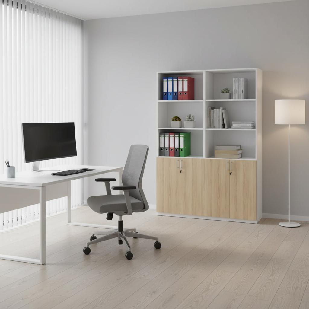 RADAR Color Full Height Four-Lower Door and Top Open Storage Cabinet